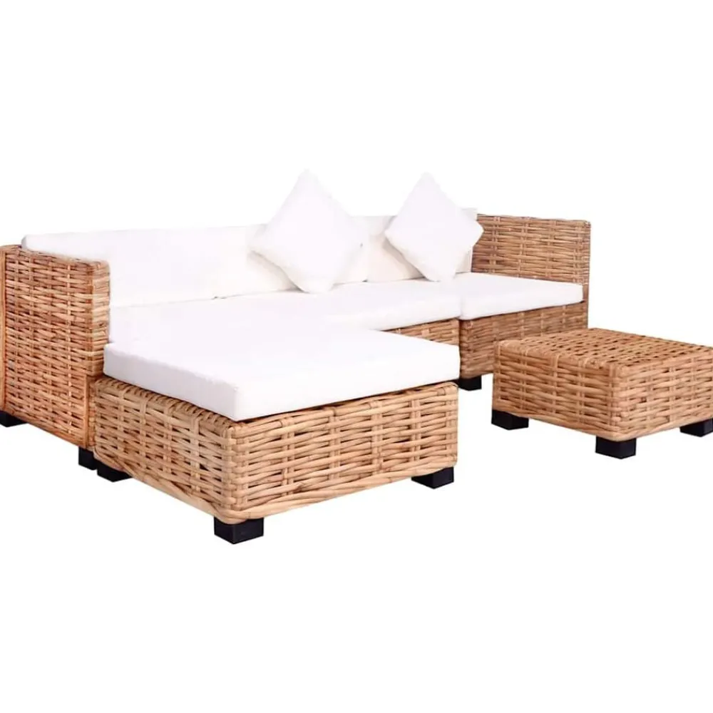 Banken*vidaXL Loungeset natuurlijk rattan 14-delig