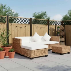 Banken*vidaXL Loungeset natuurlijk rattan 14-delig