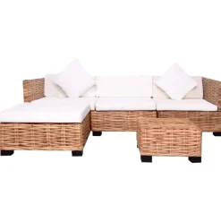 Banken*vidaXL Loungeset natuurlijk rattan 14-delig