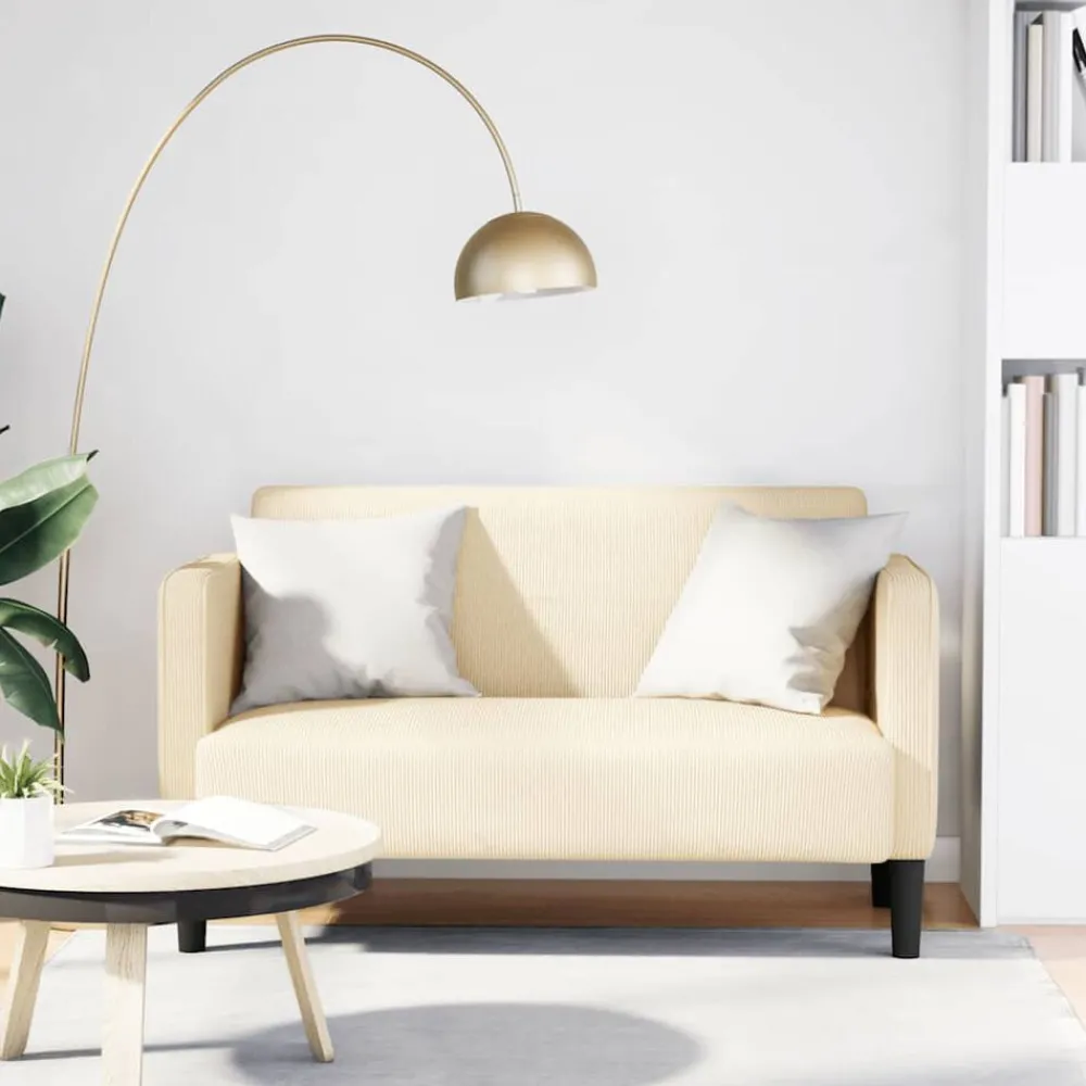 Banken*vidaXL Loveseat bank 109 cm corduroy stof crèmekleurig Crème