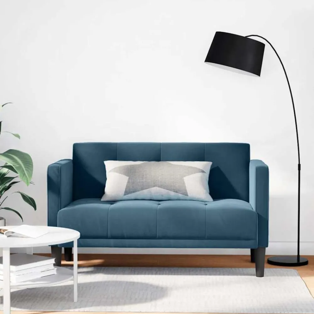 Banken*vidaXL Loveseat bank 111 cm fluweel Blauw