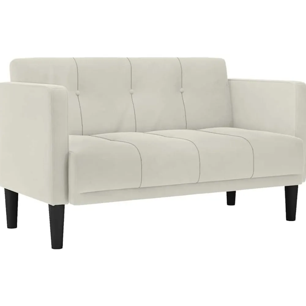 Loveseat bank crème 111 cm fluweel>vidaXL Online
