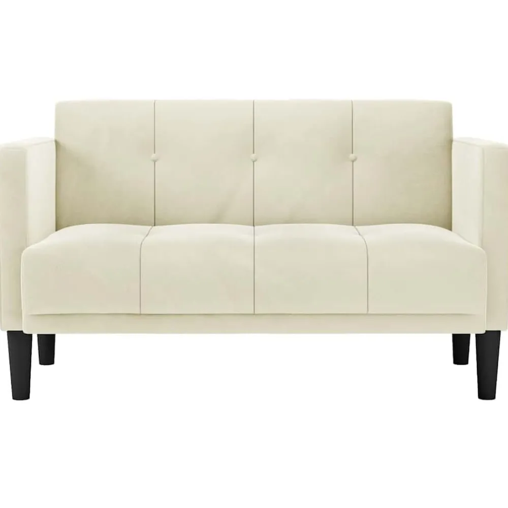 Loveseat bank crème 111 cm fluweel>vidaXL Online