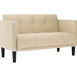 Banken*vidaXL Loveseat Bank Crème 111 cm Stof Crème