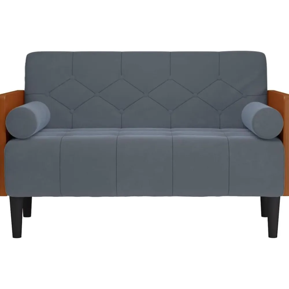 Banken*vidaXL Loveseat bank met bolsters 110 cm fluweel Donkergrijs