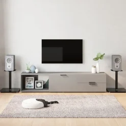 Elektronica*vidaXL Luidsprekerstandaards 2 st 1 pijler gehard glas Zwart