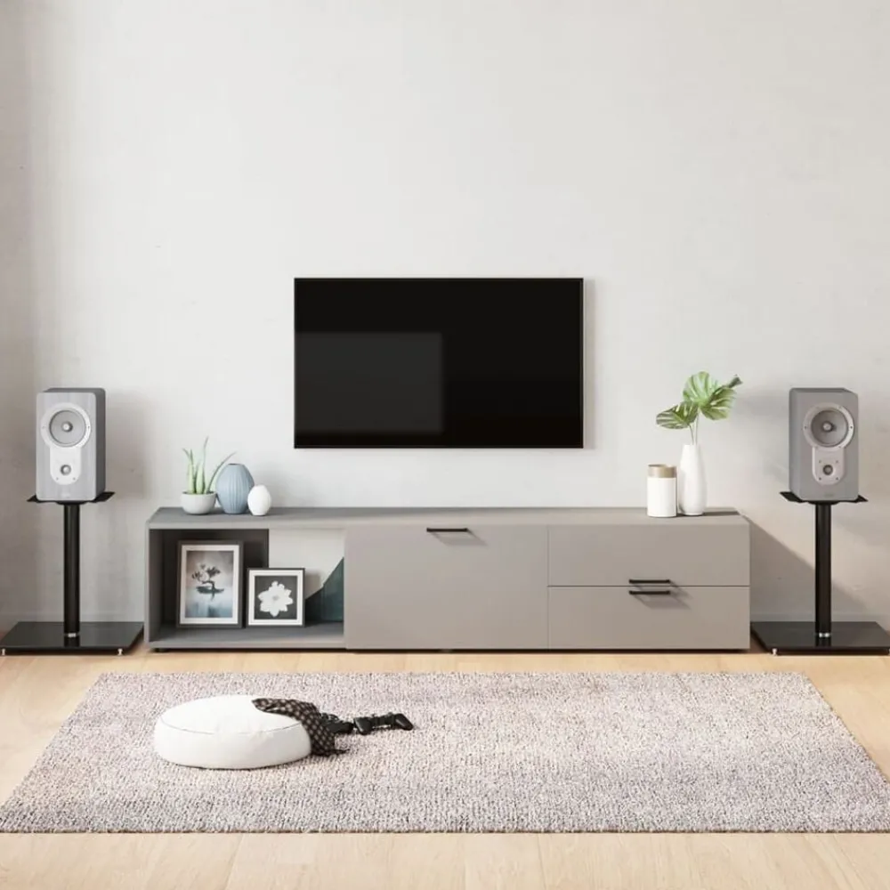 Elektronica*vidaXL Luidsprekerstandaards 2 st 1 pijler gehard glas Zwart