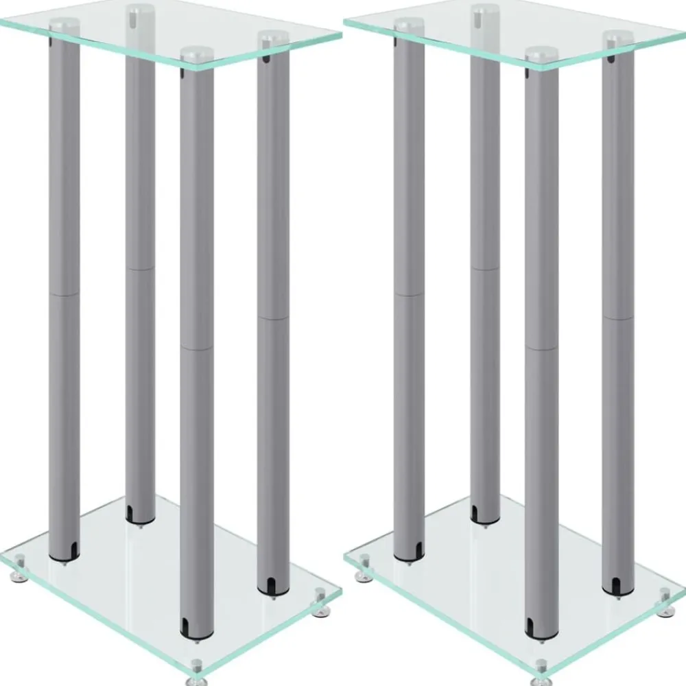 Luidsprekerstandaards 2 st 4 pijlers gehard glas kleurig>vidaXL Hot