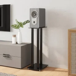 Elektronica*vidaXL Luidsprekerstandaards 2 st 3 pijlers gehard glas Zwart