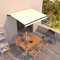 Tuin & Gazon*vidaXL Luifel automatisch uittrekbaar 350x250 cm crèmekleurig Cr&egrave;me