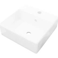 Luxe wastafel met overloop en kraangat vierkant keramiek 41x41 cm>vidaXL Hot