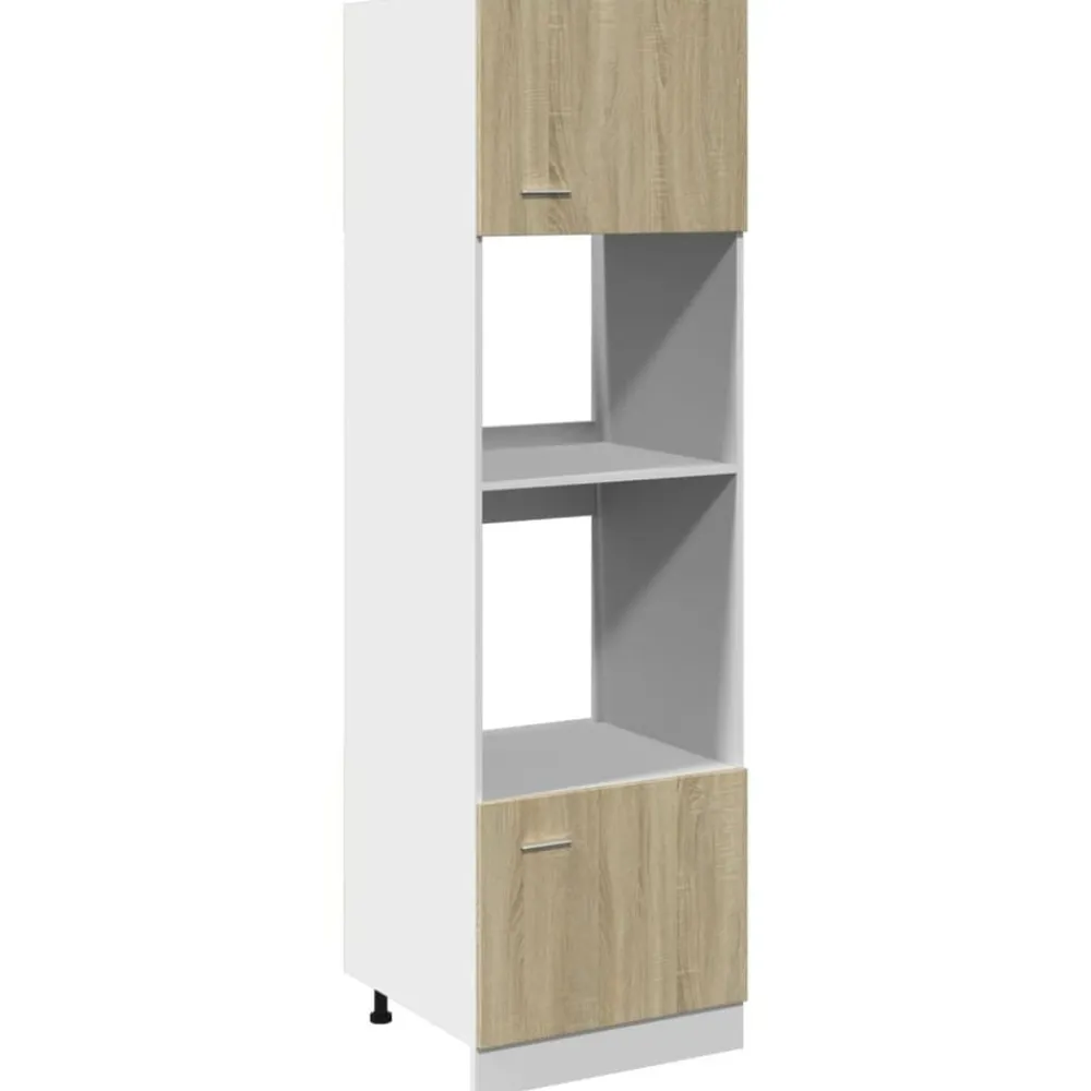Kasten & Opbergmeubelen*vidaXL Magnetronkast Lyon 60x57x207 cm bewerkt hout kleurig Sonoma eiken