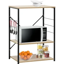Keuken & Eetkamer*vidaXL Magnetronkast 60x39,6x79,5 cm bewerkt hout kleur Zwart en eiken