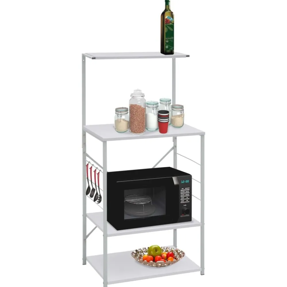 Keuken & Eetkamer*vidaXL Magnetronkast 60x39,6x123 cm bewerkt hout Wit