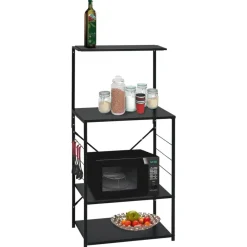 Keuken & Eetkamer*vidaXL Magnetronkast 60x39,6x123 cm bewerkt hout Zwart