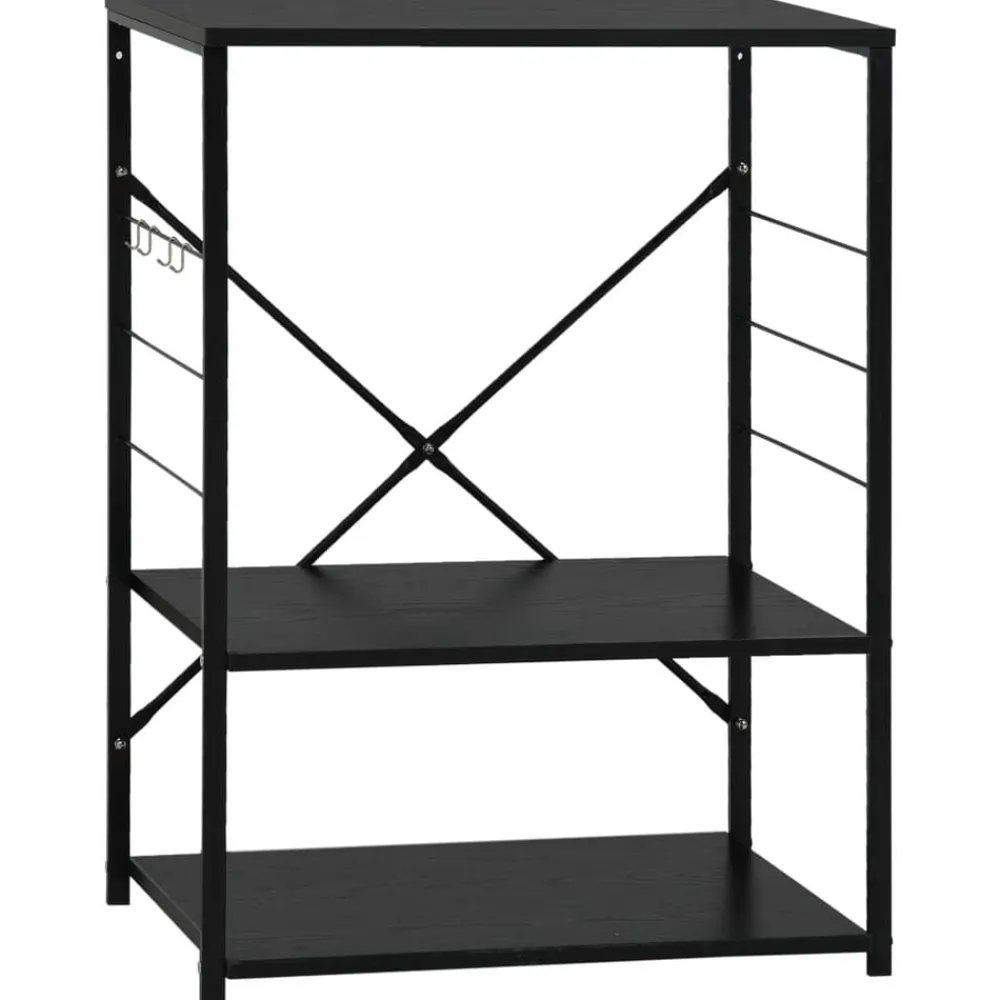 Keuken & Eetkamer*vidaXL Magnetronkast 60x39,6x79,5 cm bewerkt hout Zwart