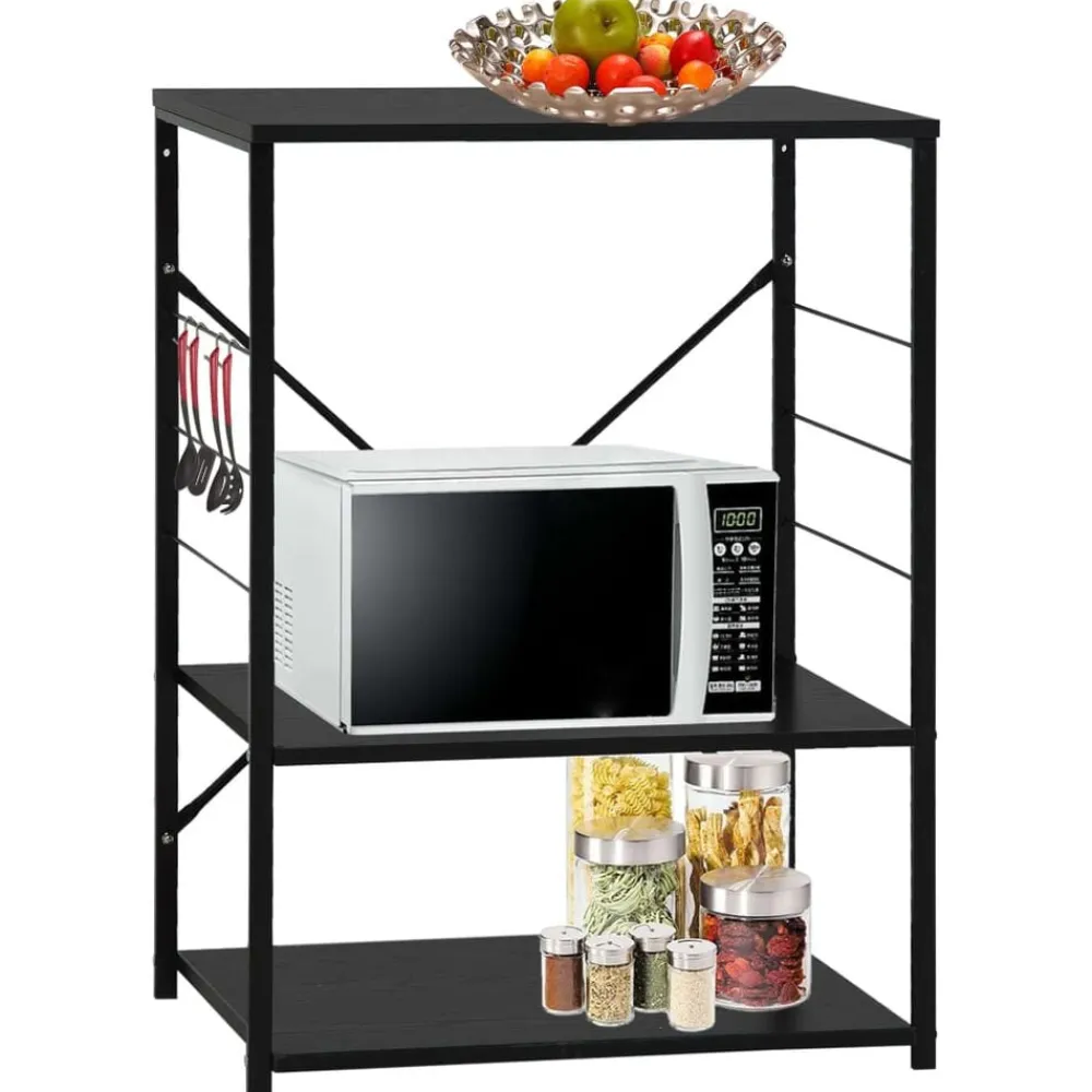Keuken & Eetkamer*vidaXL Magnetronkast 60x39,6x79,5 cm bewerkt hout Zwart