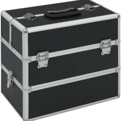 Bagage & Tassen*vidaXL Make-up koffer 37x24x35 cm aluminium Zwart
