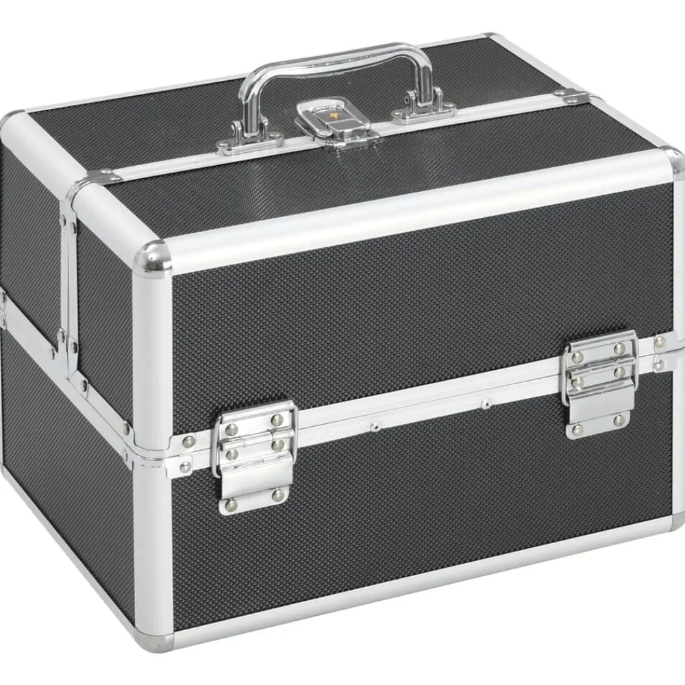 Bagage & Tassen*vidaXL Make-up koffer 22x30x21 cm aluminium Zwart