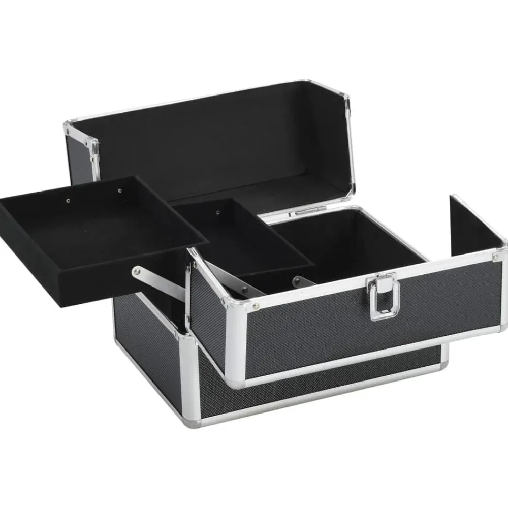 Bagage & Tassen*vidaXL Make-up koffer 22x30x21 cm aluminium Zwart
