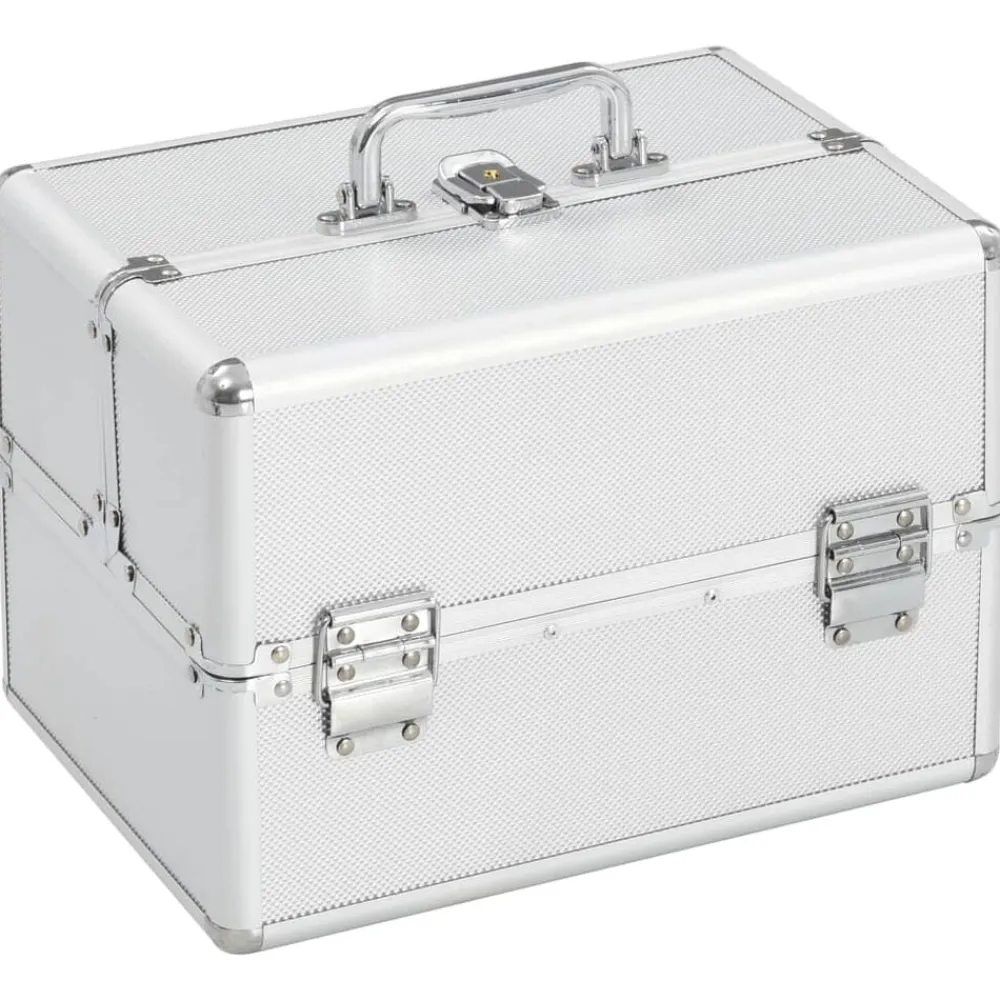 Bagage & Tassen*vidaXL Make-up koffer 22x30x21 cm aluminium kleurig Zilver