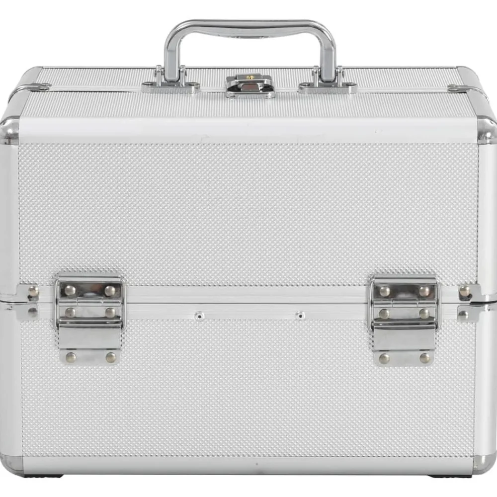 Bagage & Tassen*vidaXL Make-up koffer 22x30x21 cm aluminium kleurig Zilver