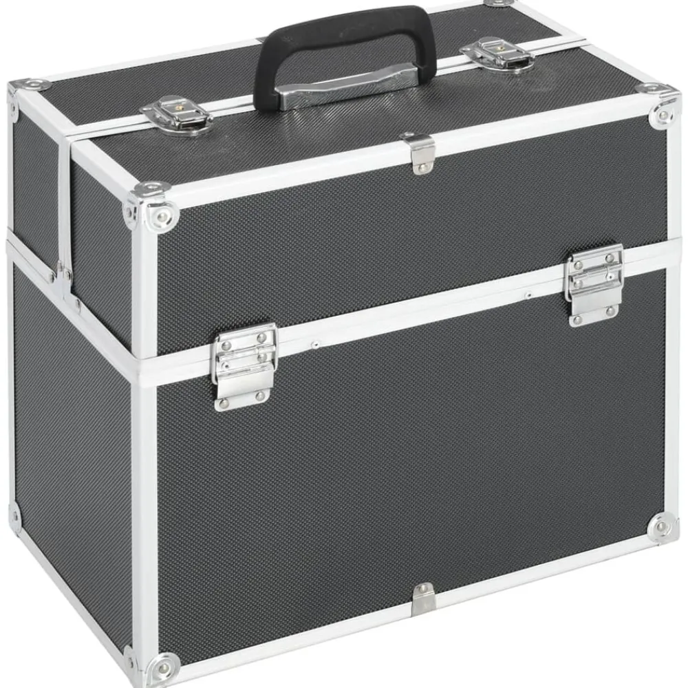 Bagage & Tassen*vidaXL Make-up koffer 38x23x34 cm aluminium Zwart