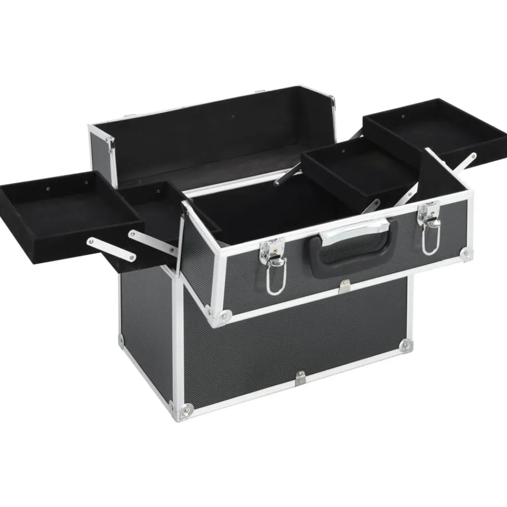 Bagage & Tassen*vidaXL Make-up koffer 38x23x34 cm aluminium Zwart