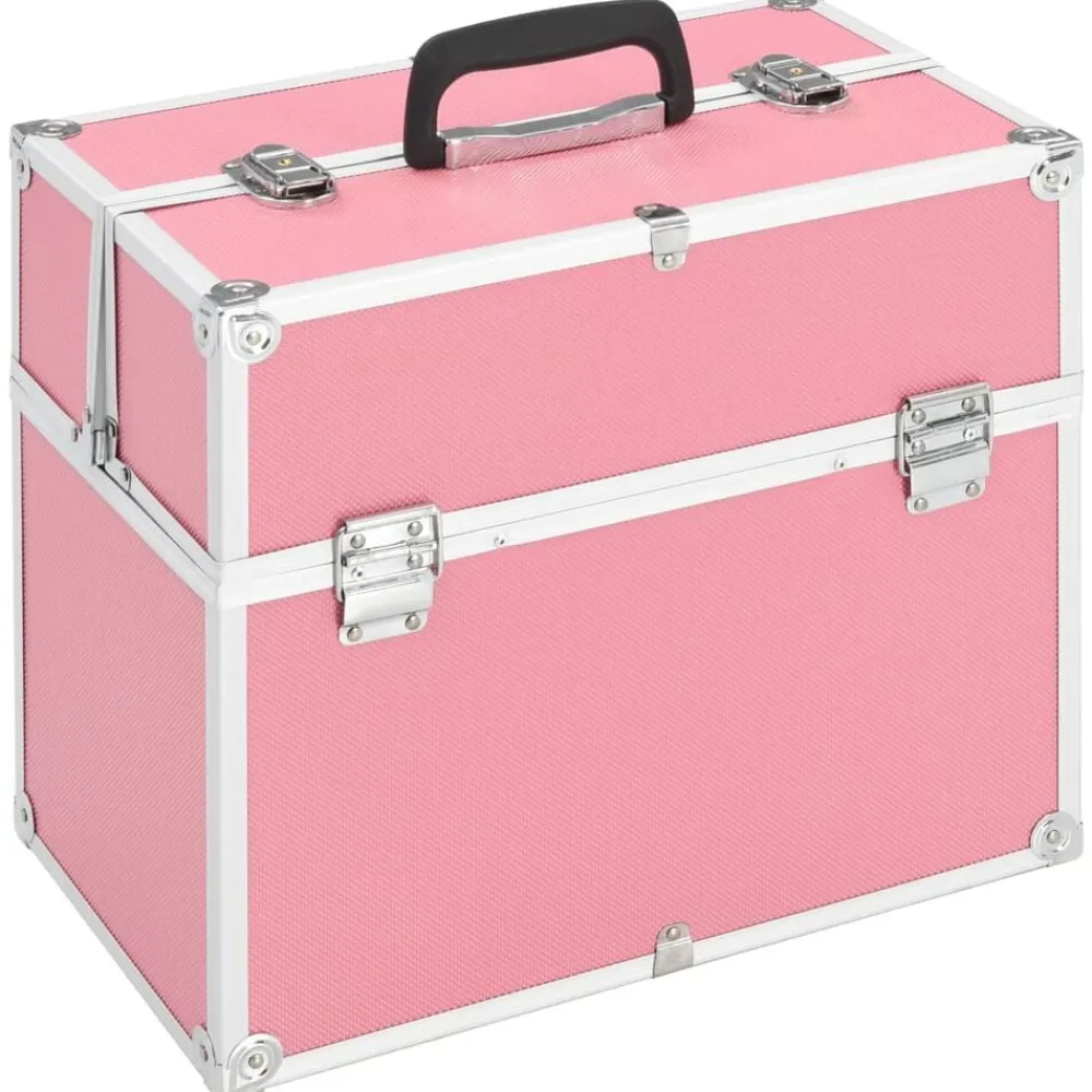 Bagage & Tassen*vidaXL Make-up koffer 38x23x34 cm aluminium Roze