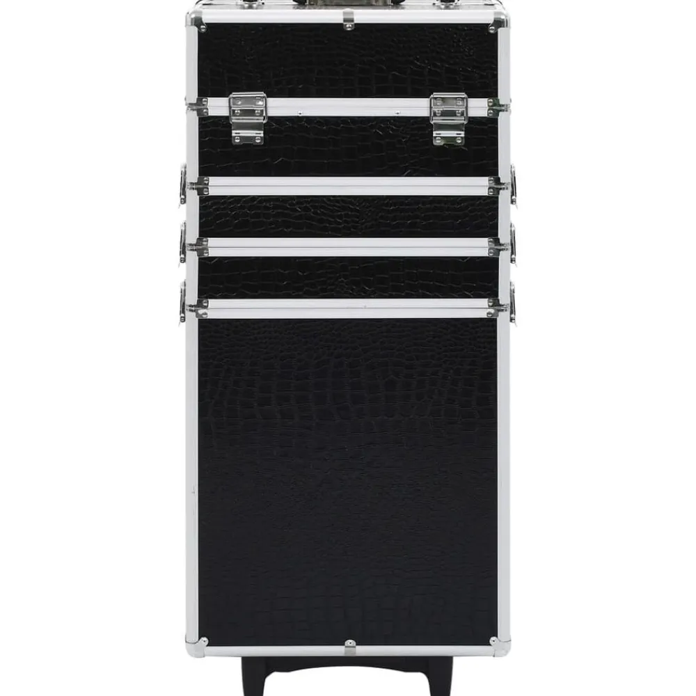 Make-up trolley aluminium zwart met krokodillenpatroon>vidaXL Clearance