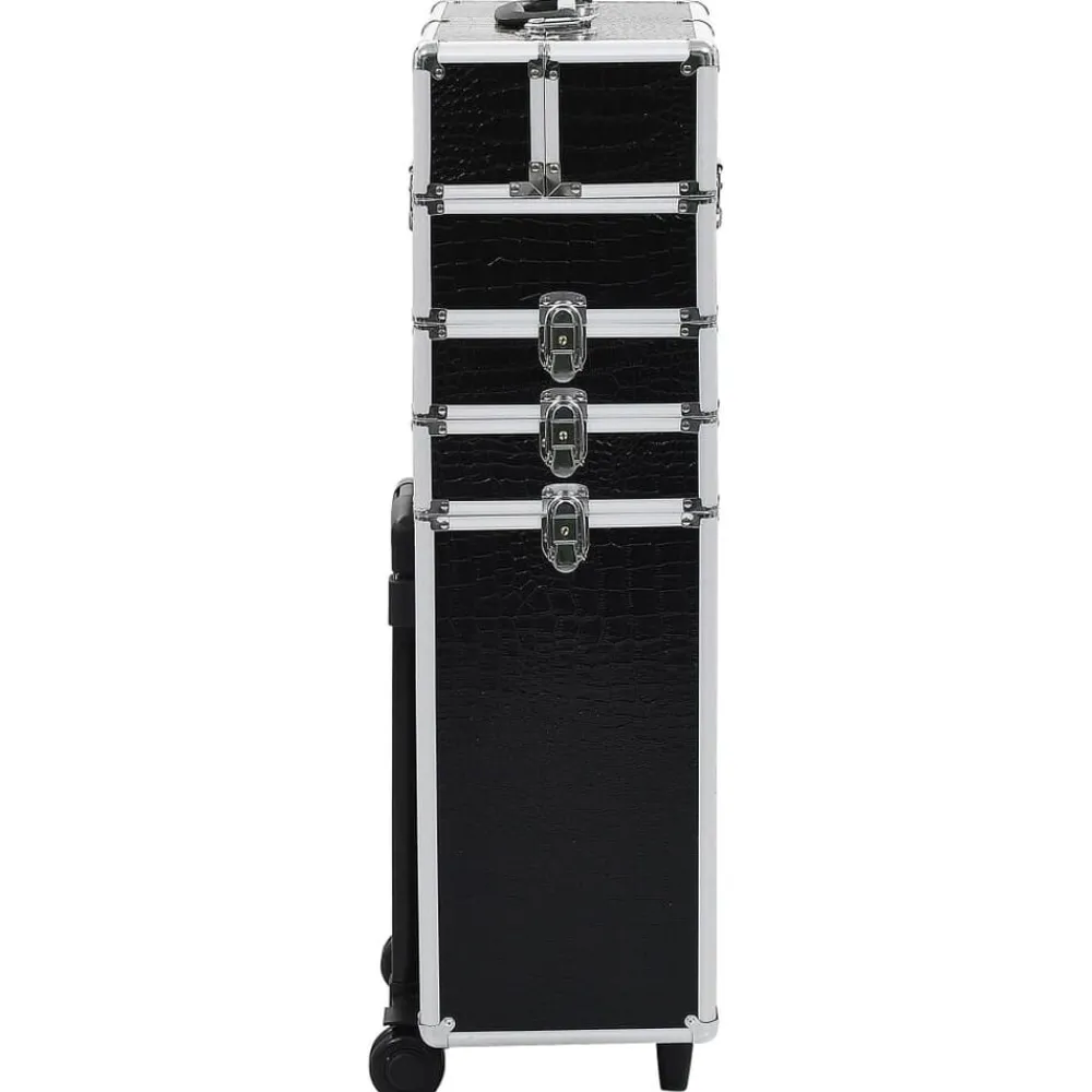 Make-up trolley aluminium zwart met krokodillenpatroon>vidaXL Clearance