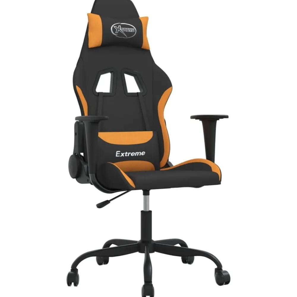Massage gamestoel stof zwart en oranje>vidaXL Best