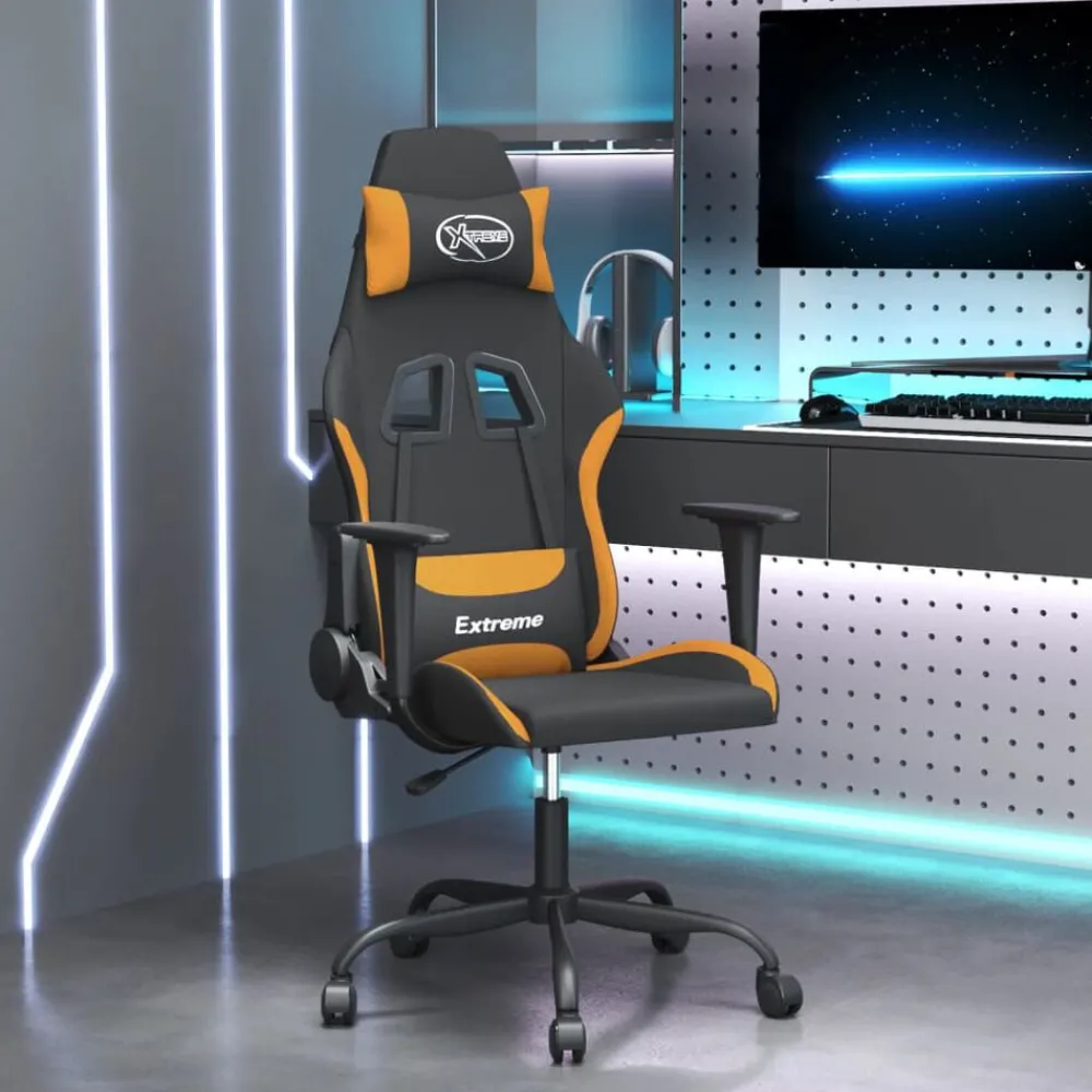 Massage gamestoel stof zwart en oranje>vidaXL Best
