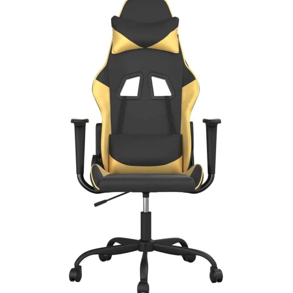 Stoelen*vidaXL Massage gamestoel kunstleer kleurig Zwart en goud