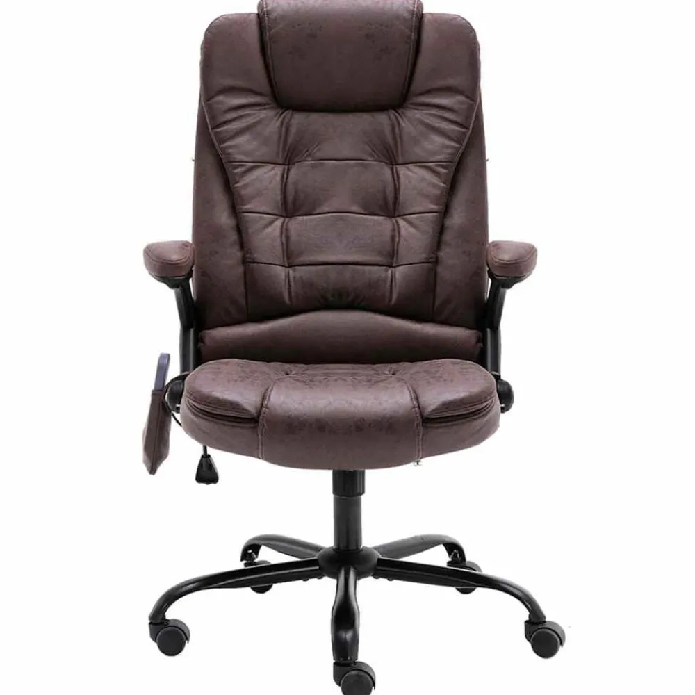 Kantoormeubelen*vidaXL Massagekantoorstoel kunstsuède Donkerbruin