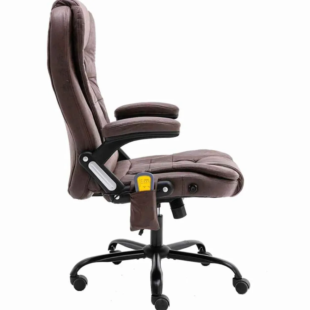 Kantoormeubelen*vidaXL Massagekantoorstoel kunstsuède Donkerbruin