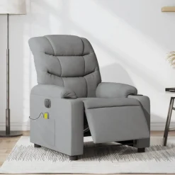 Stoelen*vidaXL Massagestoel elektrisch verstelbaar stof Lichtgrijs