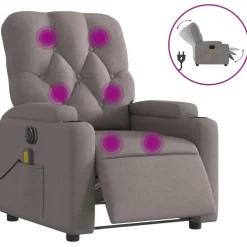Stoelen*vidaXL Massagestoel elektrisch verstelbaar stof Taupe