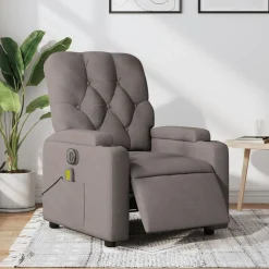 Stoelen*vidaXL Massagestoel elektrisch verstelbaar stof Taupe