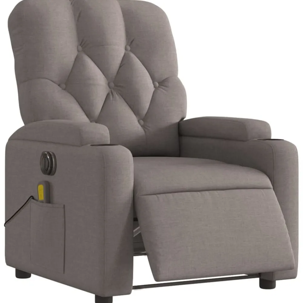 Stoelen*vidaXL Massagestoel elektrisch verstelbaar stof Taupe