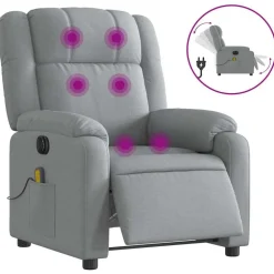 Stoelen*vidaXL Massagestoel elektrisch verstelbaar stof Lichtgrijs