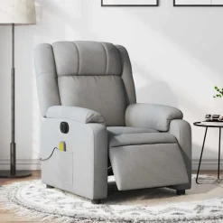 Stoelen*vidaXL Massagestoel elektrisch verstelbaar stof Lichtgrijs