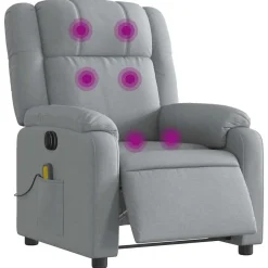Stoelen*vidaXL Massagestoel elektrisch verstelbaar stof Lichtgrijs