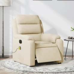 Massagestoel elektrisch verstelbaar stof crèmekleurig>vidaXL Hot