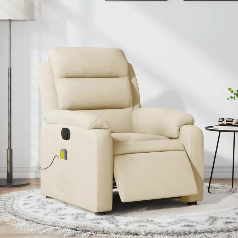 Massagestoel elektrisch verstelbaar stof crèmekleurig>vidaXL Hot