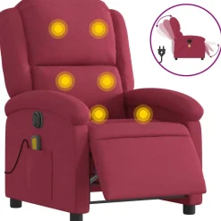 Stoelen*vidaXL Massagestoel elektrisch verstelbaar fluweel Wijnrood