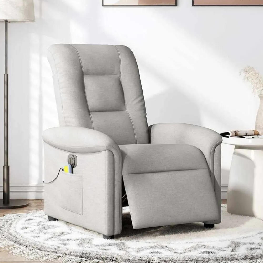 Massagestoel elektrisch verstelbaar stof wolk grijs>vidaXL Sale