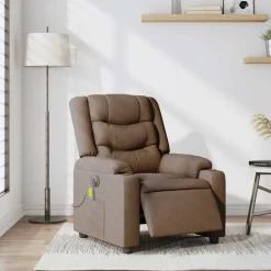 Stoelen*vidaXL Massagestoel elektrisch verstelbaar stof Bruin