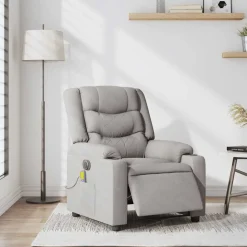 Stoelen*vidaXL Massagestoel elektrisch verstelbaar stof wolk grijs Wolkengrijs