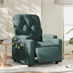 Stoelen*vidaXL Massagestoel elektrisch verstelbaar stof Donkergroen